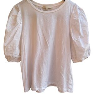 Anthropologie Eri + Ali White Puff Sleeve Top